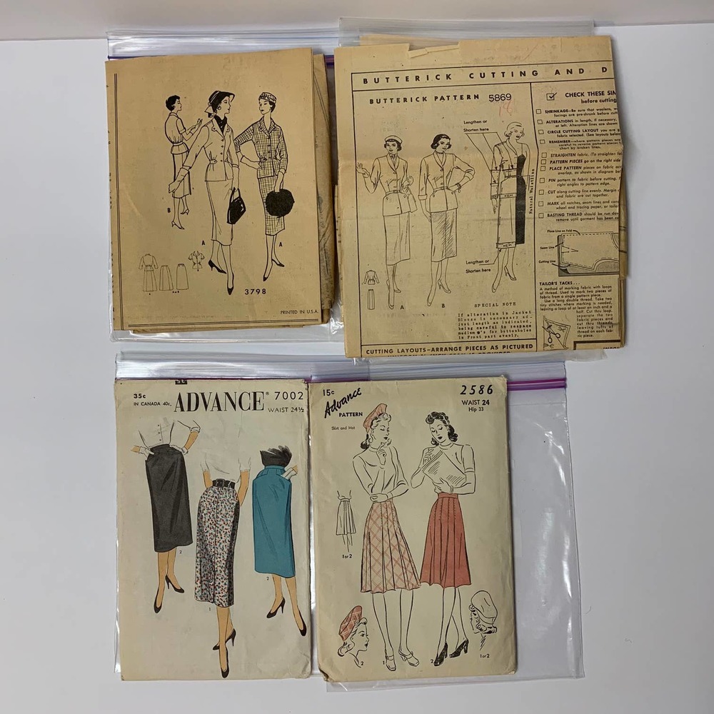 Vintage Sewing Patterns Skirts Assorted Sizes‎ Lot of 5